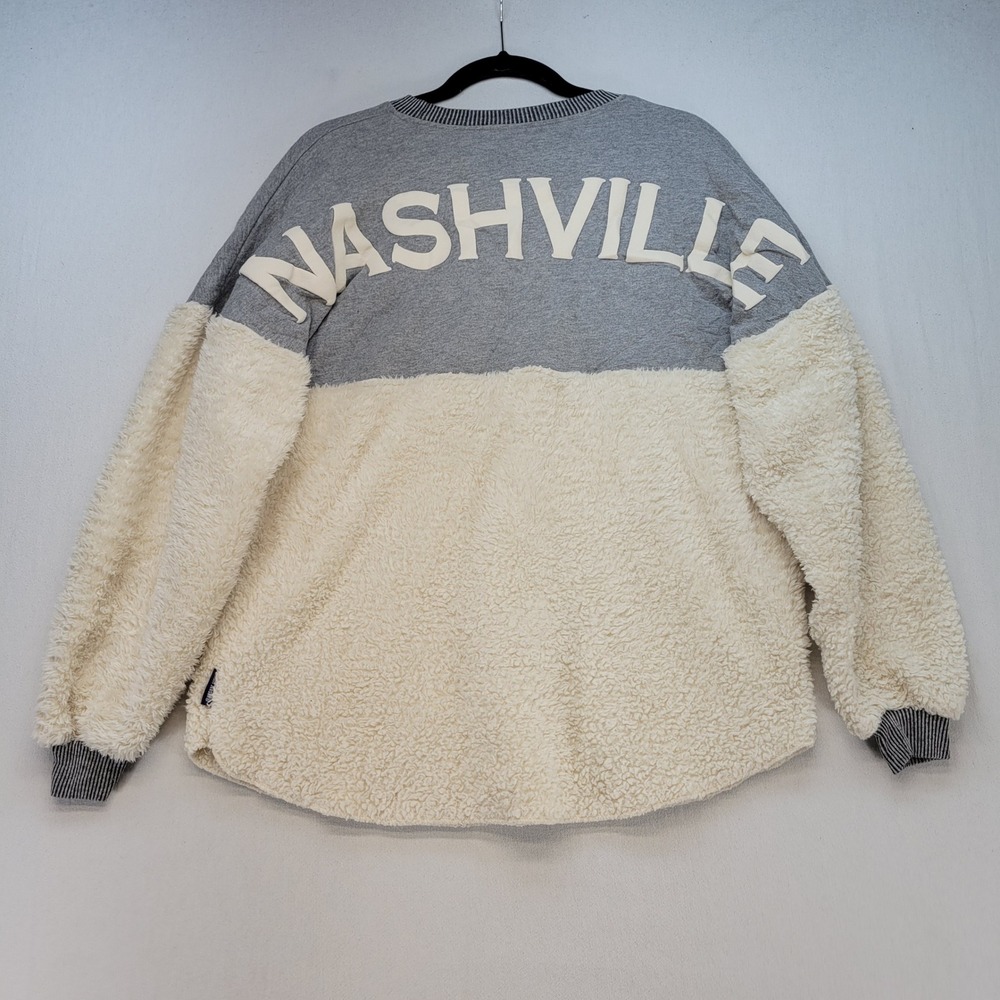 Spirit Jersey Nashville Sweatshirt Womens Small Gray Cream Sherpa Fleece Puff